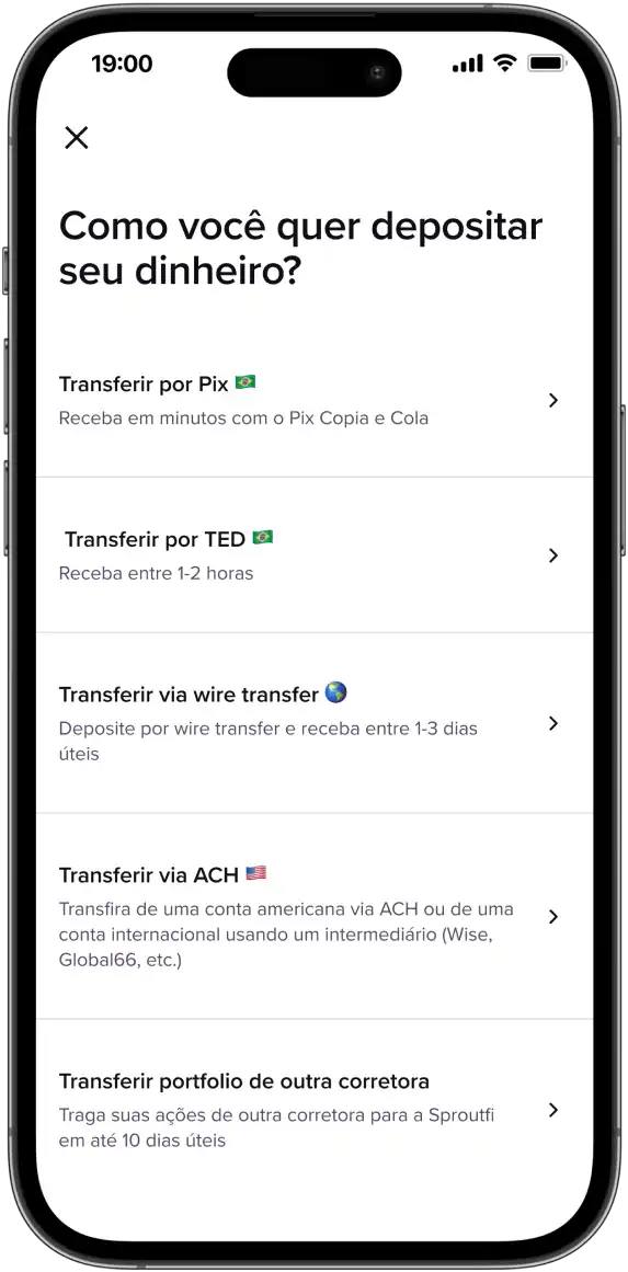 Adicione fundos